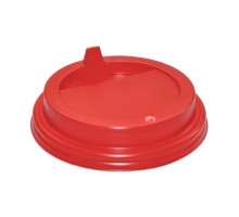 Крышка для бумажных стаканов 300-500 мл АгроЭкоДом, диаметр 90 мм, с носиком, красная (100 шт./упак)
