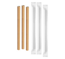 Трубочки бумажные 197 мм, диаметр 6 мм, в индивидуальной белой бумажной упаковке, крафт (250 шт./упак)